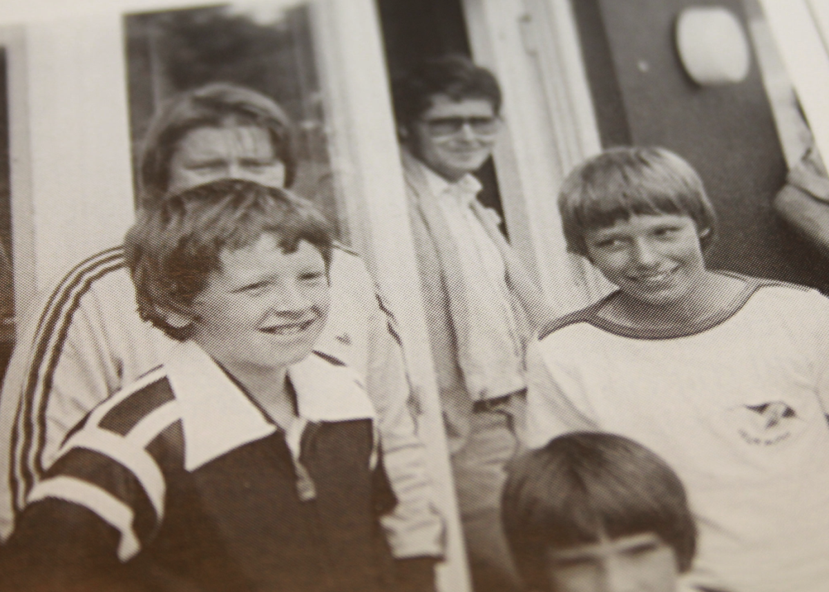 1980 Michael Stich beim TCW Bambino-Turnier. Die vier Halbfinalisten Olaf Bruns, Volker von Thun, Marcus Gellert und ganz rechts Michael Stich.